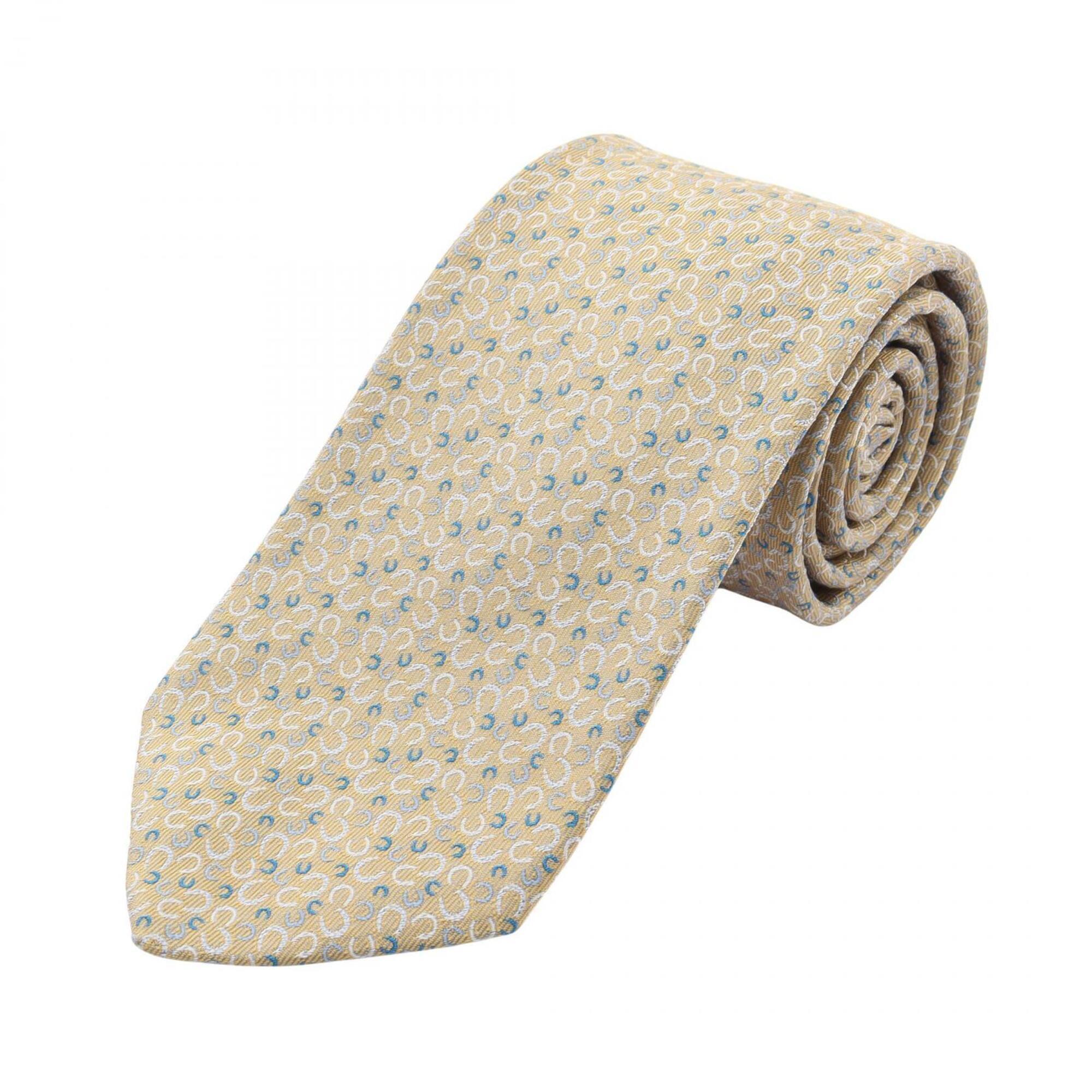 Hermes Hermes Fers En Vrac Horseshoe Tie, Silk, Men's, Yellow/Multicolor, 655...